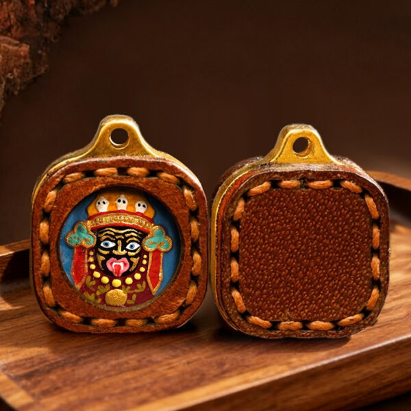 Hand-painted wipe thangka mini pendant Zakiram's past and present life Green Tara Fifth Master Tibetan leather case Small thangka