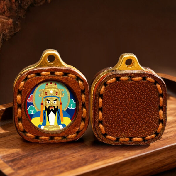 Hand-painted wipe thangka mini pendant Zakiram's past and present life Green Tara Fifth Master Tibetan leather case Small thangka