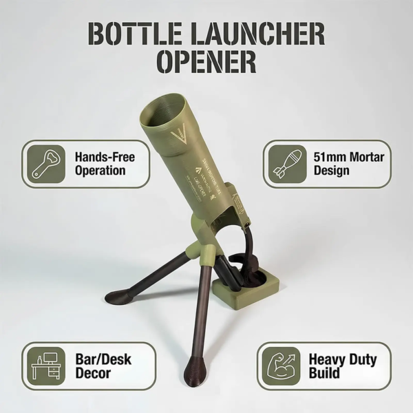 Mortar-Shaped Tactical Bottle Opener Military-Inspired Design Durable Effortless Cap Removal for Beer Soda Glass Bottles Bar Accessories Kitchen Utensils