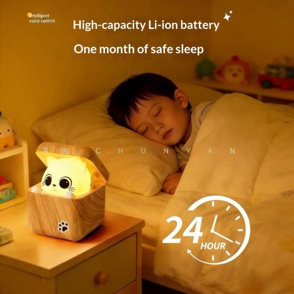 ShyCat Hide & Seek Smart Night Light - Voice Activated Cat Lamp for Kids Bedroom