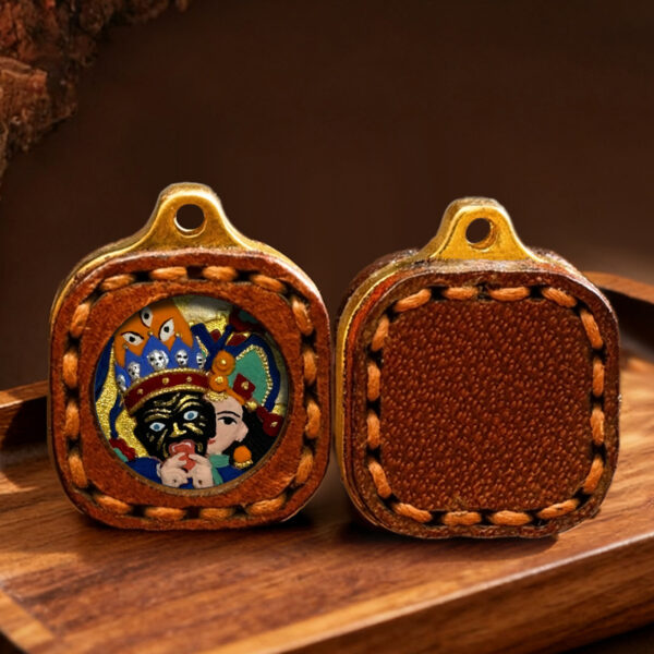 Hand-painted wipe thangka mini pendant Zakiram's past and present life Green Tara Fifth Master Tibetan leather case Small thangka