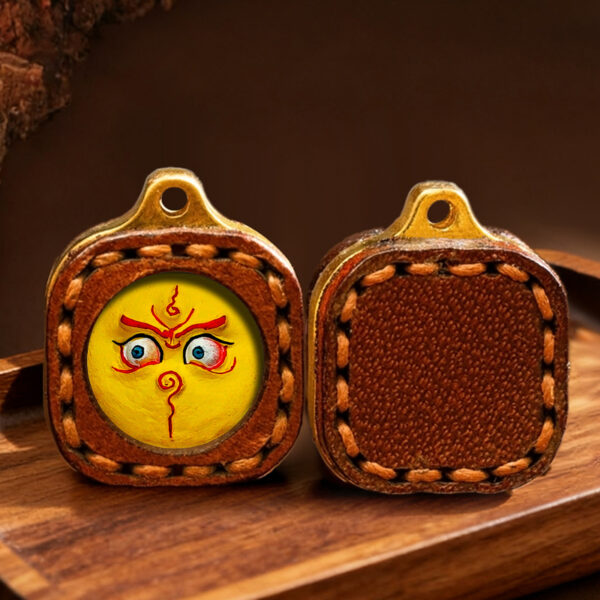 Hand-painted wipe thangka mini pendant Zakiram's past and present life Green Tara Fifth Master Tibetan leather case Small thangka