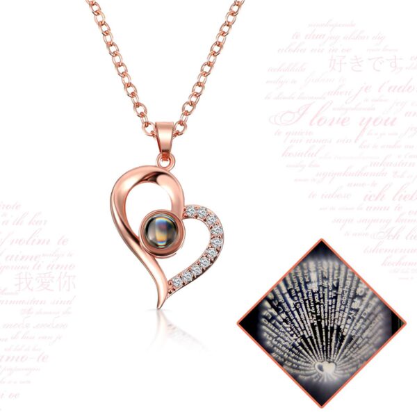 100 Languages I Love You Projection Necklace for Women, Elegant, Versatile, High-End Clavicle Necklace