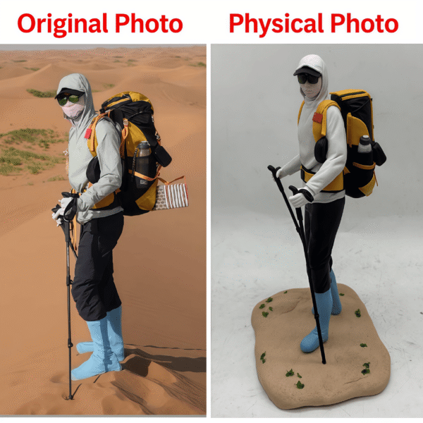 Artwork ID 242-Custom Soft Clay Figurine – Desert Hiker – 22 cm (8.7 in) (Customer has given explicit consent to display this work as a showcase example)