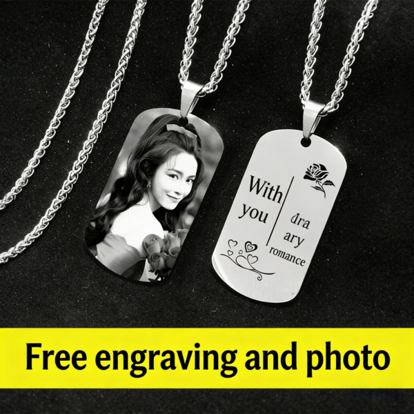 Custom Photo Military Tag Necklace – Stainless Steel & Silver Options | 20% OFF for New Customers
