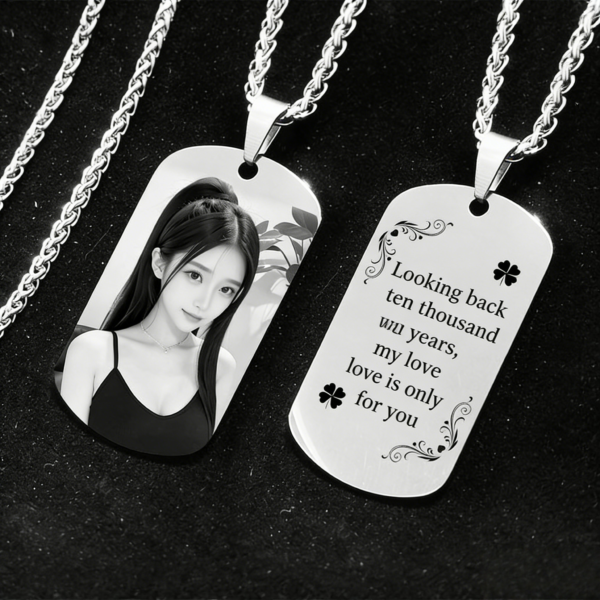 Custom Photo Military Tag Necklace – Stainless Steel & Silver Options | 20% OFF for New Customers