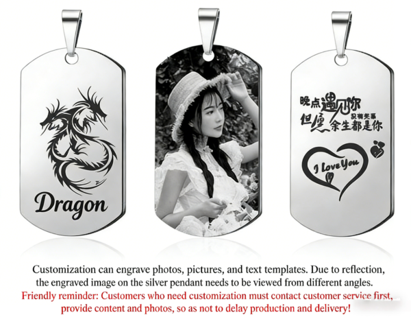 Custom Photo Military Tag Necklace – Stainless Steel & Silver Options | 20% OFF for New Customers