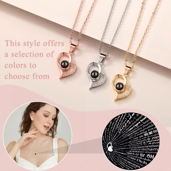 100 Languages I Love You Projection Necklace for Women, Elegant, Versatile, High-End Clavicle Necklace