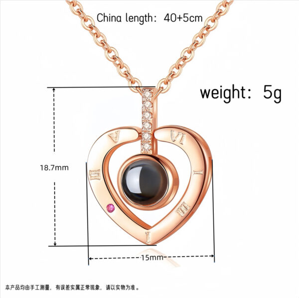 100 Languages I Love You Projection Necklace for Women, Elegant, Versatile, High-End Clavicle Necklace