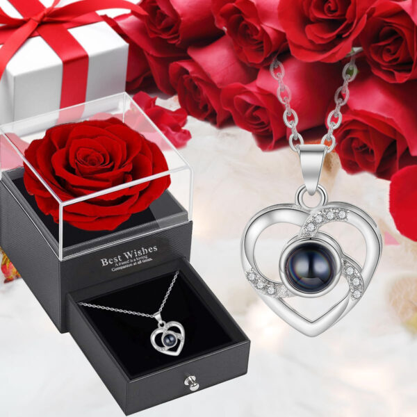 100 Languages I Love You Projection Necklace for Women, Elegant, Versatile, High-End Clavicle Necklace